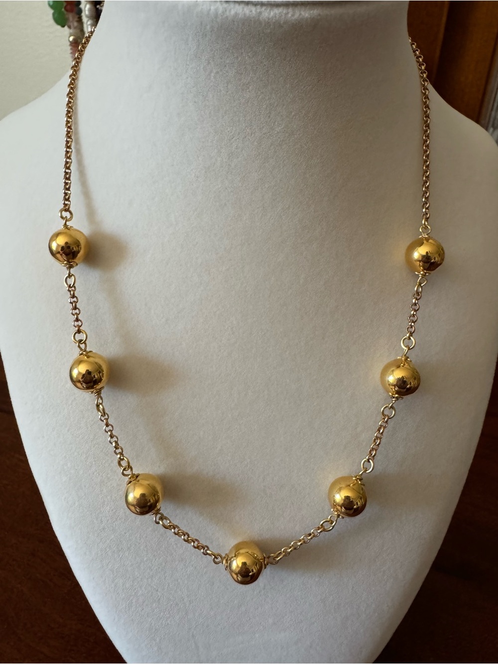 Gold Toned Bead Station Necklace